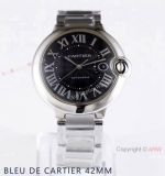 (AF Factory) Swiss Grade 1 Copy Cartier Ballon Bleu De eta2892 Watch 42mm Black & Stainless Steel